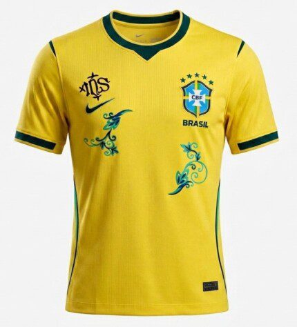 Camisa Brasil 2026/27 Flowers - Torcedor Masculina - Amarela - Verde