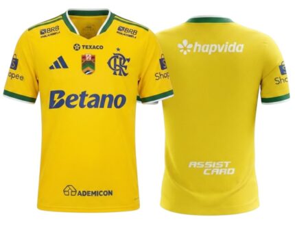 Camisa Flamengo 2026/27 Brasil (Patrocínios) - Torcedor Masculina - Amarela Verde