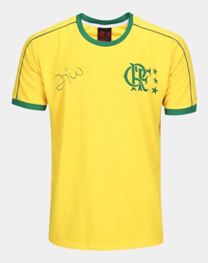Camisa Flamengo 2025/26 Zico Edição Brasil Destino - Torcedor Masculina - Amarela Verde