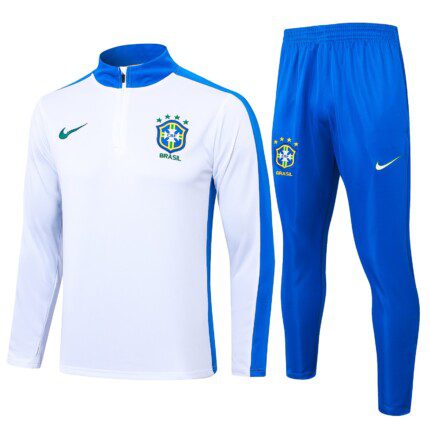 Conjunto Brasil 2024/25 Blusão e Calça de Treino - Branco - Azul