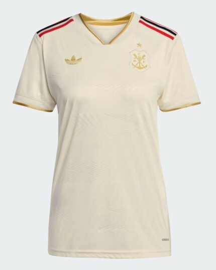 Camisa Flamengo 2025/26 - Torcedor Feminina - Branca Bege Dourada