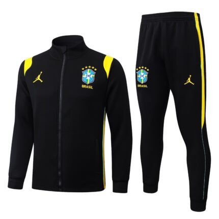Conjunto Brasil 2026/27 Jaqueta e Calça de Treino Jordan - Amarelo - Preto