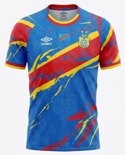 Camisa República Democrática do Congo 2025/26 - Torcedor Masculina - Azul Vermelha Amarela