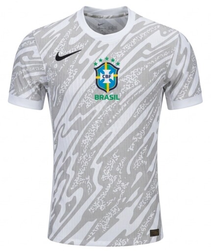 Camisa Brasil 2024/25 Goleiro - Jogador Masculina - Branca Cinza