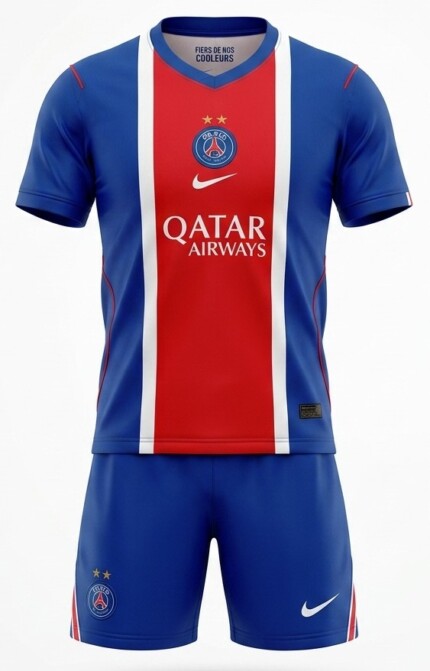 Kit Infantil Paris Saint Germain (PSG) 2026/27 - Azul Vermelho