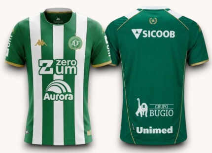 Camisa Chapecoense 2026/27 Kappa (Patrocínios) - Torcedor Masculina - Verde Branca