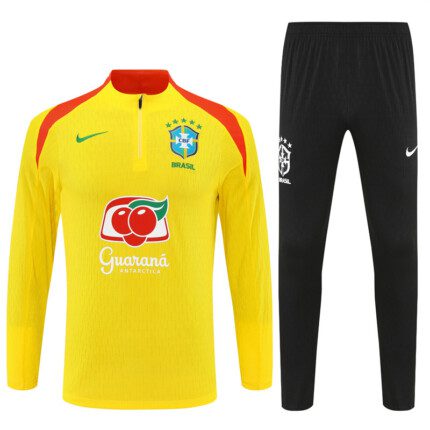 Conjunto Brasil 2026/27 Blusão e Calça de Treino - Amarelo - Vermelho - Preto