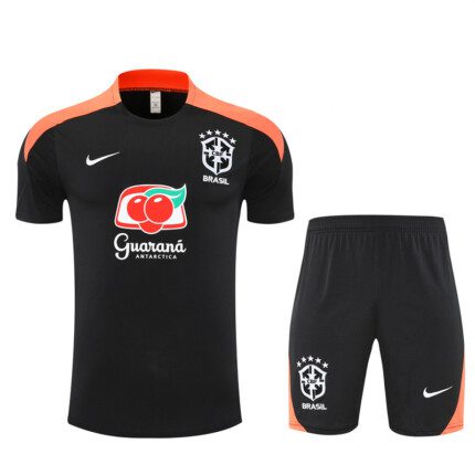 Kit Brasil 2025/26 Camisa e Short Treino - Masculino - Preto - Laranja