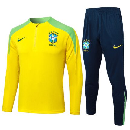 Conjunto Brasil 2024/25 Blusão e Calça de Treino - Amarelo - Verde