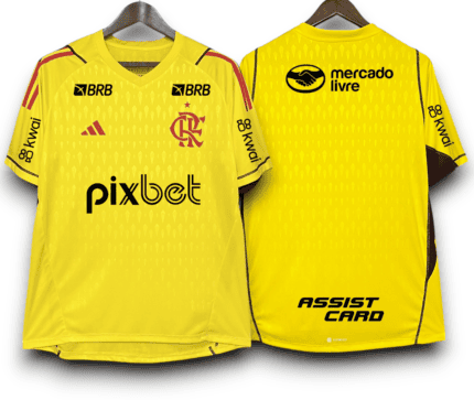 Camisa Flamengo 2024/25 Goleiro (Patrocínios) - Torcedor Masculina - Amarela