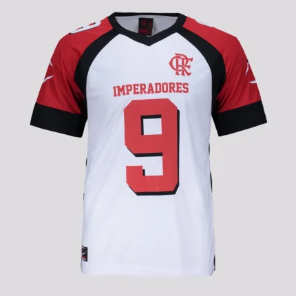 Camisa Flamengo 2025/26 Imperadores #9 - Torcedor Masculina - Branca Vermelha Preta