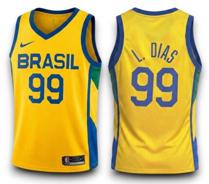 Regata Basquete Brasil 2024/25 L. Dias #99 - Torcedor Masculina - Amarela - Azul
