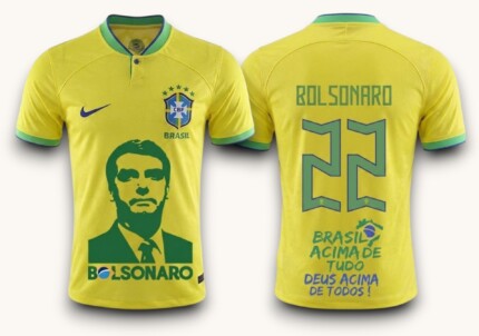 Camisa Brasil 2022 Bolsonaro #22 - Torcedor Masculina - Amarela Verde