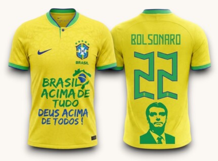 Camisa Brasil 2022 Bolsonaro #22 - Torcedor Masculina - Amarela Verde