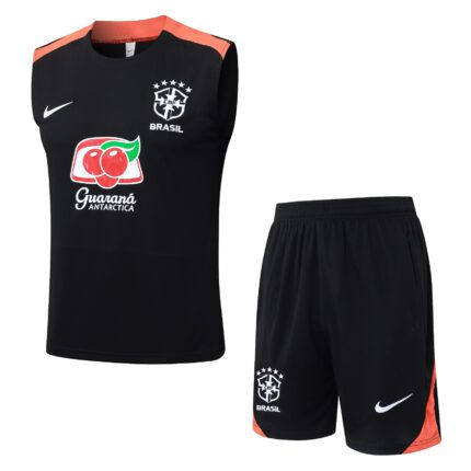 Kit Brasil 2025/26 Regata e Short Treino - Masculino - Preto - Laranja