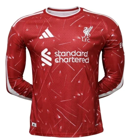 Camisa Liverpool 2026/27 Manga Longa - Jogador Masculina - Vermelha - Branca