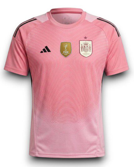 Camisa Espanha 2026/27 - Patch Campeão Copa do Mundo - Goleiro - Torcedor Masculina - Rosa