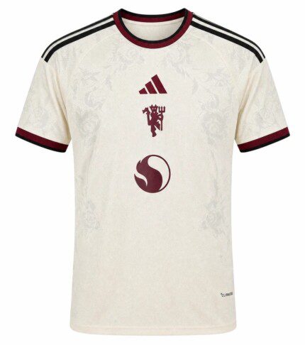 Camisa Manchester United 2026/27 III - Torcedor Masculina - Bege - Vermelho