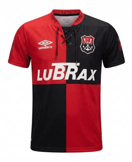 Camisa Flamengo 1995 Centenário #100 - Retrô Masculina - Vermelha Preta (Rubro-Negra)