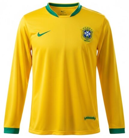 Camisa Brasil 2006 Manga Longa - Retrô Masculina - Amarela