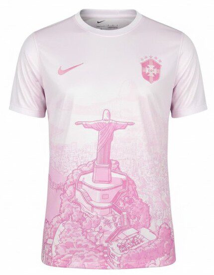 Camisa Brasil 2025/26 Conceitual Cristo Redentor - Torcedor Masculina - Rosa - Branca