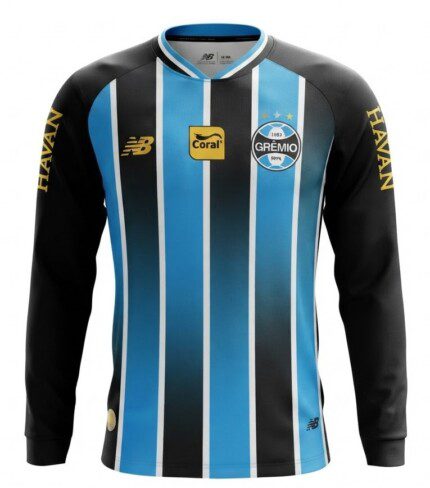 Camisa Grêmio 2026/27 Patrocínios - Manga Longa - Torcedor Masculina - Preta - Azul