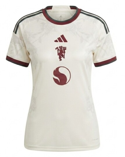 Camisa Manchester United 2026/27 - Torcedor Feminina - Bege - Vermelha