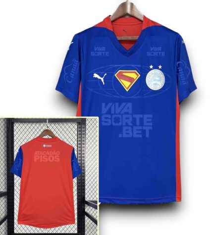 Camisa Bahia 2025/26 Superman Patrocínios - Torcedor Masculina - Vermelha - Azul